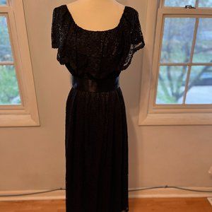 Vintage black lace Lanz of Salzburg cocktail dress, mid-1980s, size 6